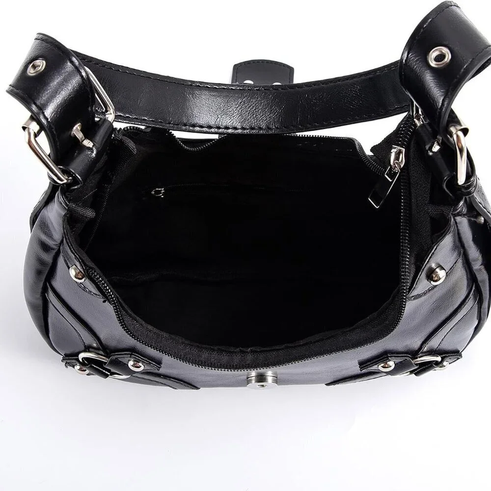 Women's Y2K Purse Faux Leather Shoulder Bag Small Retro Zip Clutch